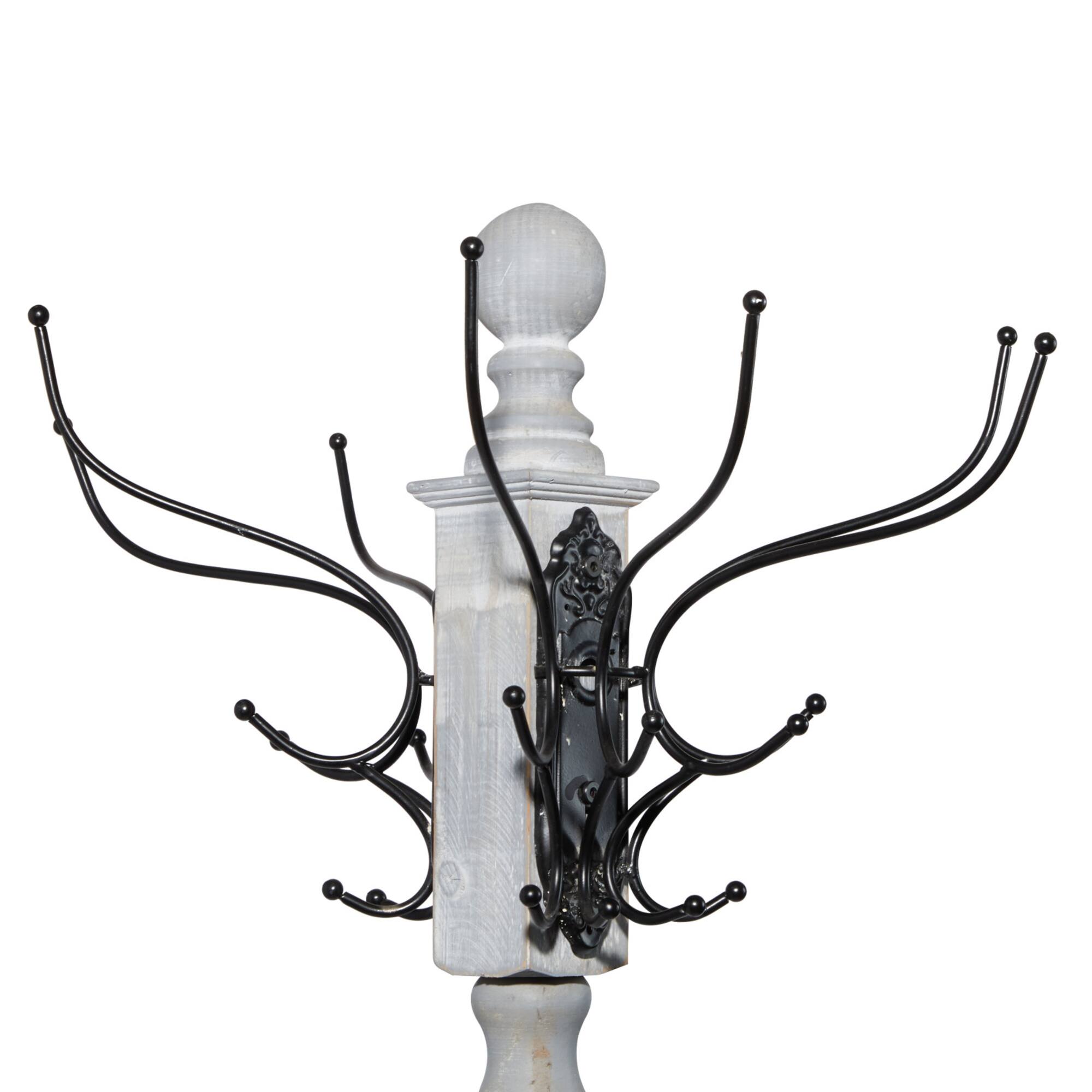 74" Gray Wood & Metal Farmhouse Coat Rack